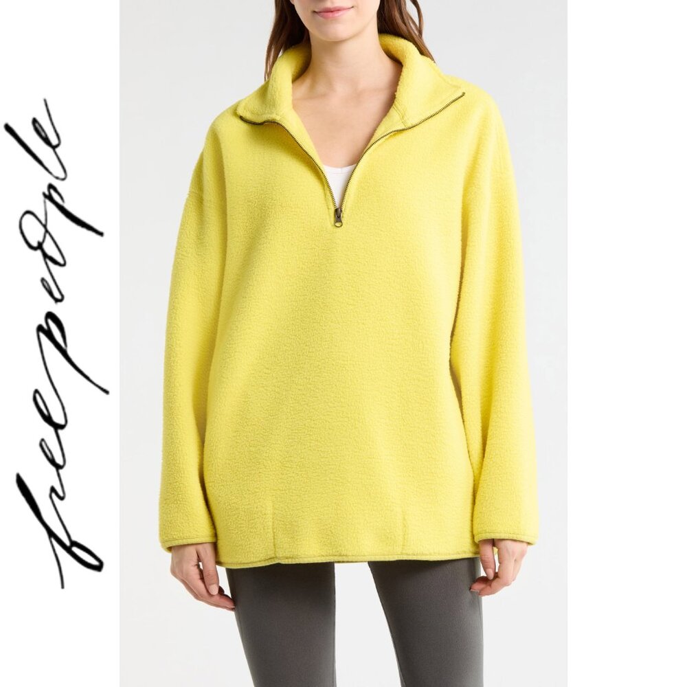 Free People Coco Faux Sherpa Pullover Lightening Bug XS NWT